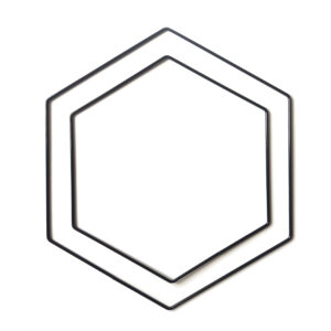 Hexagon kovový na macramé a lapače černá